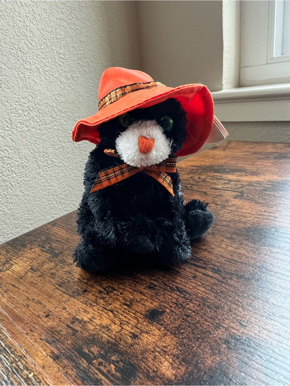 Ty Black Plush Cats with Orange Hats and Bows - Picture 7 of 11
